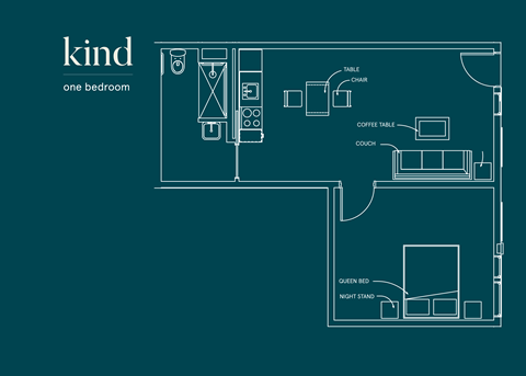 a floor plan of the one bedroom unit